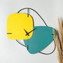 Wallity Reloj de Pared Decorativo de Metal Verde y Amarillo